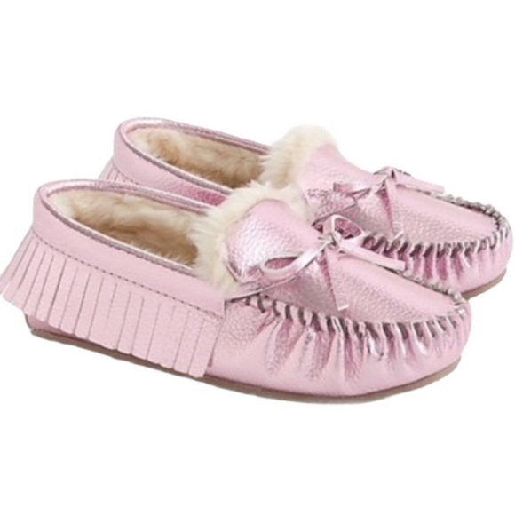 Jcrew pink metalic moccasin slippers - Picture 1 of 14